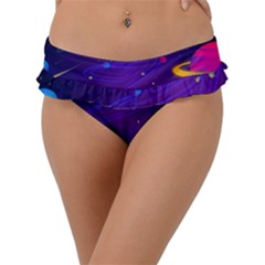 Cartoon Galaxy With Stars Background Frill Bikini Bottom by danenraven