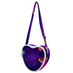 Cartoon Galaxy With Stars Background Heart Shoulder Bag by danenraven