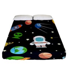 Space And Astronomy Decorative Symbols Seamless Pattern Vector Illustration Fitted Sheet (california King Size) by danenraven