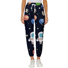 Space And Astronomy Decorative Symbols Seamless Pattern Vector Illustration Cropped Drawstring Pants by danenraven