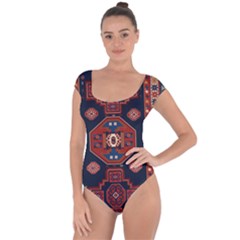Armenian Old Carpet  Short Sleeve Leotard  by Gohar