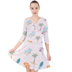 Cool Summer Pattern - Beach Time!   Quarter Sleeve Front Wrap Dress by ConteMonfrey