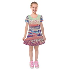 Boats On Lake Garda Kids  Short Sleeve Velvet Dress by ConteMonfrey