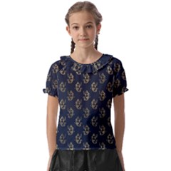 Gold Mermaids Silhouettes Kids  Frill Chiffon Blouse by ConteMonfrey