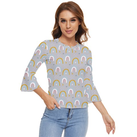 Rainbow Pattern Bell Sleeve Top by ConteMonfrey