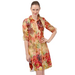 Seamless Pattern Textile Surface Luxury Vintage Long Sleeve Mini Shirt Dress by Wegoenart