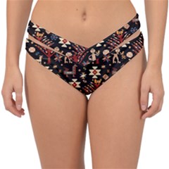 Carpet-symbols Double Strap Halter Bikini Bottom by Gohar