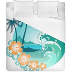Paradise Heaven Holiday Beach Orange Ocean Duvet Cover (california King Size) by Jancukart
