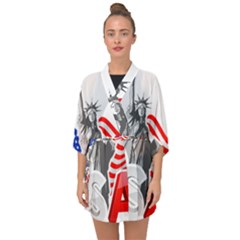 New York City Holiday United States Usa Half Sleeve Chiffon Kimono by Jancukart