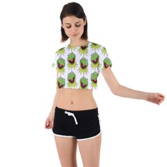 Kermit The Frog Tie Back Short Sleeve Crop Tee by Valentinaart