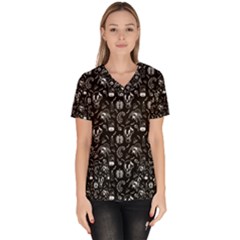 Halloween  Women s V-neck Scrub Top by Valentinaart