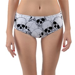 Skull Pattern Reversible Mid-waist Bikini Bottoms by Valentinaart