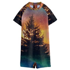 Tree Nature Landscape Fantasy Magical Cosmic Kids  Boyleg Half Suit Swimwear by danenraven