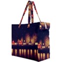 Night Houses River Bokeh Leaves Fall Autumn Canvas Travel Bag View2