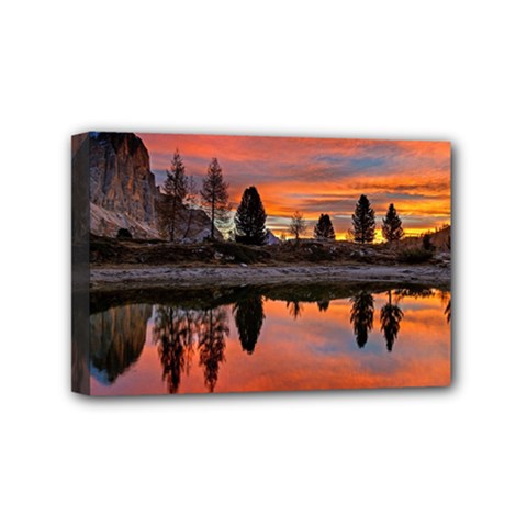 Lago Di Limides Dolomites Alps Italy Mountains Mini Canvas 6  X 4  (stretched) by danenraven