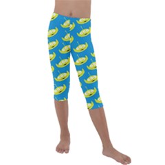 Pattern Aliens Kids  Lightweight Velour Capri Leggings  by artworkshop