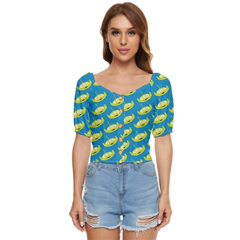 Pattern Aliens Button Up Blouse by artworkshop