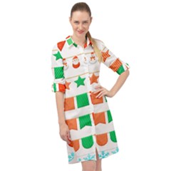 Christmas Bunting Banners Long Sleeve Mini Shirt Dress by artworkshop
