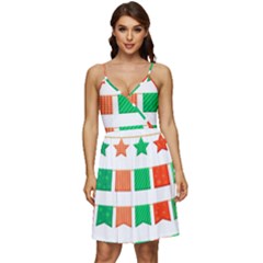 Christmas Bunting Banners V-neck Pocket Summer Dress  by artworkshop