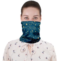 Star Golden Pattern Christmas Design White Gold Face Covering Bandana (adult) by Ravend