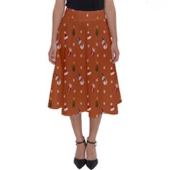 Christmas Snowman Christmas Background Gifts Winter Perfect Length Midi Skirt by Ravend