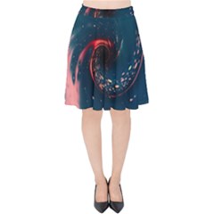 Fluid Swirl Spiral Twist Liquid Abstract Pattern Velvet High Waist Skirt by Ravend
