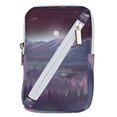 Mountains Nature Forest Moon Landscape Moonlight Belt Pouch Bag (large) by Pakemis