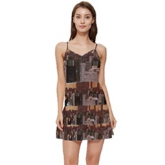 Skyline Skyscrapers Futuristic Sci-fi Panorama Short Frill Dress by Pakemis
