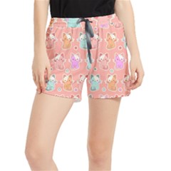 Cute Kawaii Kittens Seamless Pattern Women s Runner Shorts by Pakemis