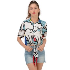 Rays Smoke Pop Art Style Vector Illustration Tie Front Shirt  by Pakemis
