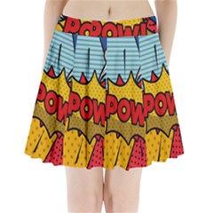 Pow Word Pop Art Style Expression Vector Pleated Mini Skirt by Pakemis