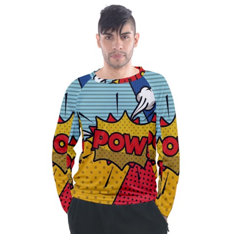 Pow Word Pop Art Style Expression Vector Men s Long Sleeve Raglan Tee by Pakemis