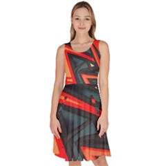 Graffiti Detail Wallpaper Texture Background Knee Length Skater Dress With Pockets by Pakemis