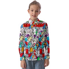 Graffit Characters Seamless Pattern Art Kids  Long Sleeve Shirt by Pakemis