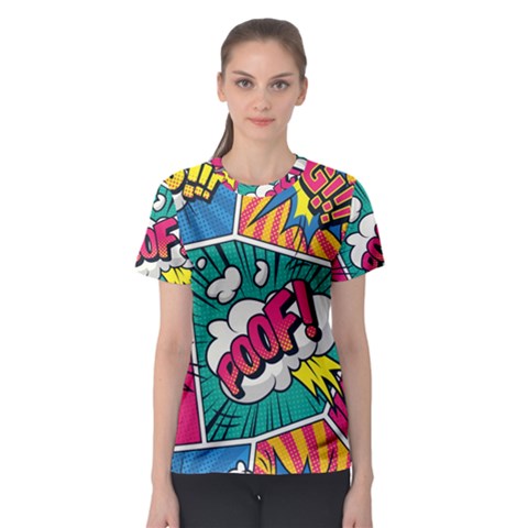 Comic Colorful Seamless Pattern Women s Sport Mesh Tee by Pakemis