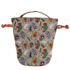 Tattoo Pattern Drawstring Bucket Bag by Pakemis