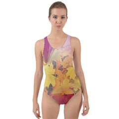Colorful Nature Cut-out Back One Piece Swimsuit by Sparkle