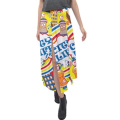Colorful City Life Horizontal Seamless Pattern Urban City Velour Split Maxi Skirt by Pakemis