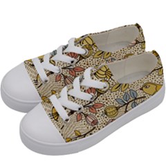 Seamless Pattern With Flower Bird Kids  Low Top Canvas Sneakers by Pakemis