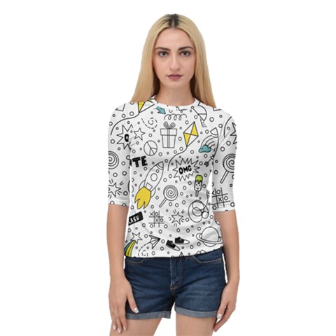 Set Cute Colorful Doodle Hand Drawing Quarter Sleeve Raglan Tee by Pakemis