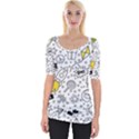 Set Cute Colorful Doodle Hand Drawing Wide Neckline Tee View1
