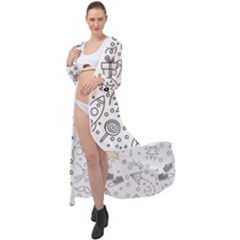 Set Cute Colorful Doodle Hand Drawing Maxi Chiffon Beach Wrap by Pakemis