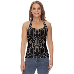 Art-deco-geometric-abstract-pattern-vector Basic Halter Top by Pakemis