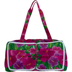 Background-cute-flowers-fuchsia-with-leaves Multi Function Bag by Pakemis