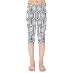 Halftone-tech-hexagons-seamless-pattern Kids  Capri Leggings  by Pakemis