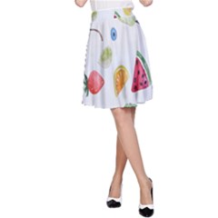 Fruit Summer Vitamin Watercolor A-line Skirt by artworkshop