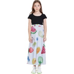Fruit Summer Vitamin Watercolor Kids  Flared Maxi Skirt by artworkshop