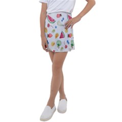Fruit Summer Vitamin Watercolor Kids  Tennis Skirt by artworkshop