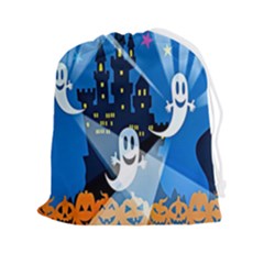 Halloween Ghosts Haunted House Drawstring Pouch (2xl) by artworkshop