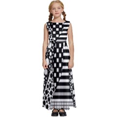 Black And White Kids  Satin Sleeveless Maxi Dress by gasi